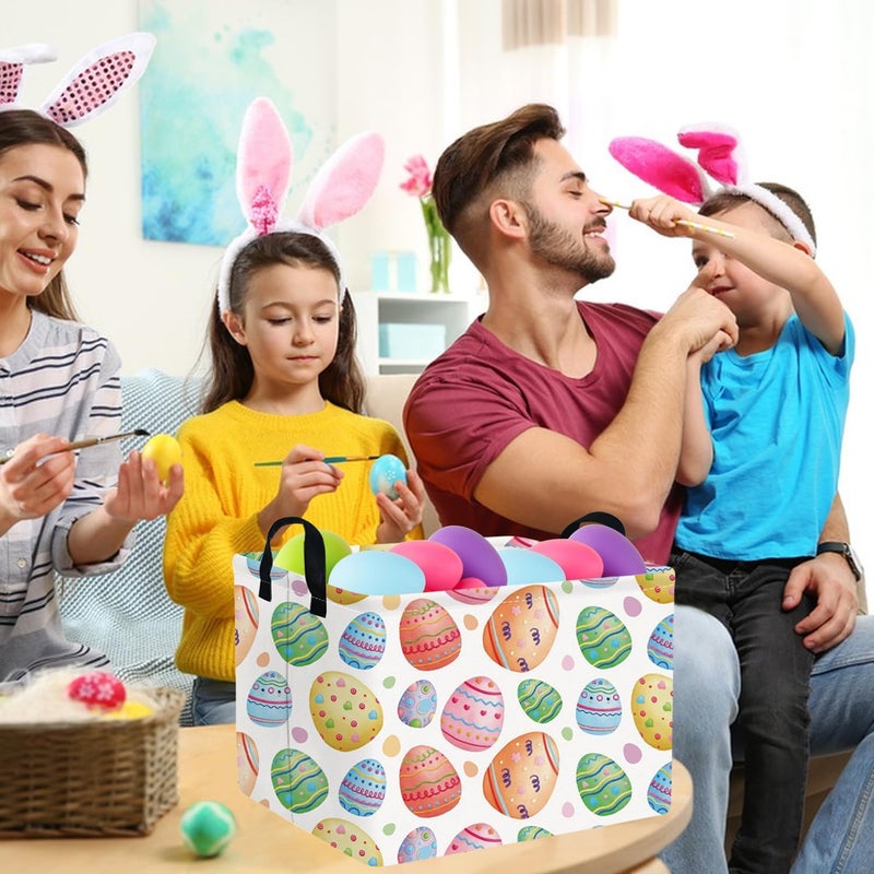 FXOCSHE FXOLCSHE Rectangular Easter basket,Easter basket empty,Kids Toy Storage Basket for baby Bedroom,Toy Gift Organizerm,Kids Storage Bin,Easter gift basket,Easter Home Decor(Cute eggs) - Image 4
